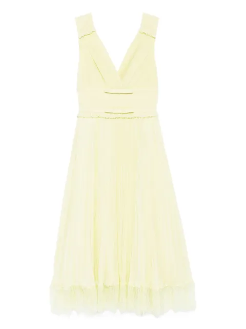 Self-Portrait georgette frill midi dress Yellow PF25005MA