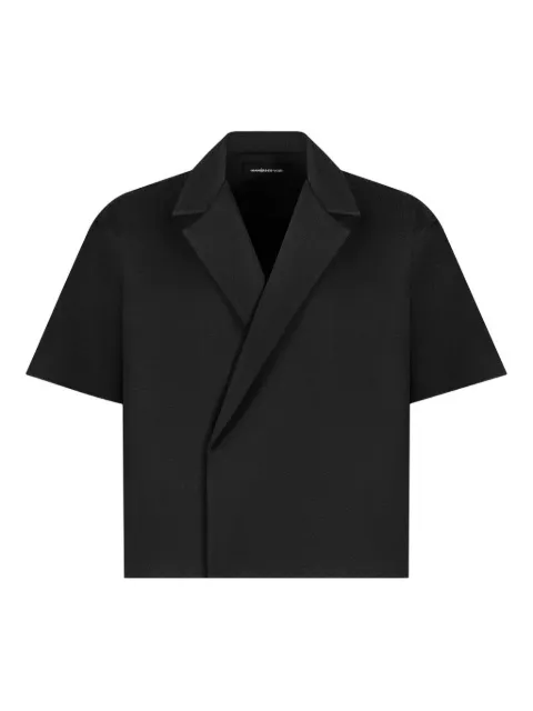 Manière De Voir Abel boxy twill double breasted shirt Black MAN3013