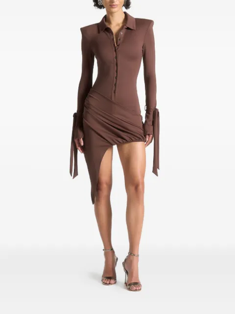 Manière De Voir Diane draped asymmetric mini dress Brown WMN4021