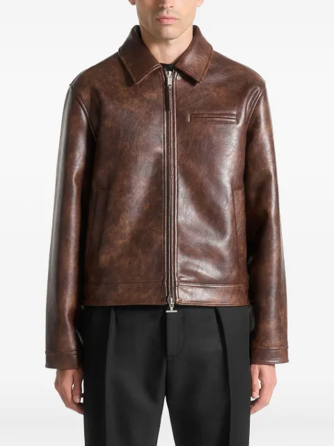 Manière De Voir Laurent vintage leather jacket Brown MAN3282