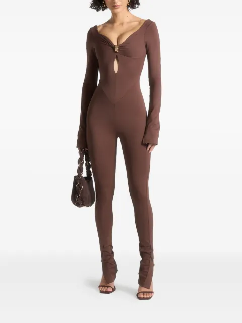 Manière De Voir Twisted Bust off-shoulder jumpsuit Brown WMN4108