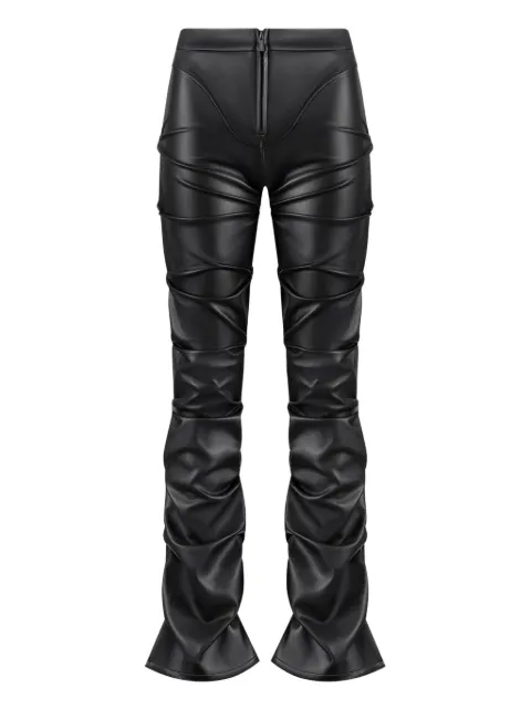 Manière De Voir Caroline tacked leather flared trousers Black WMN3912
