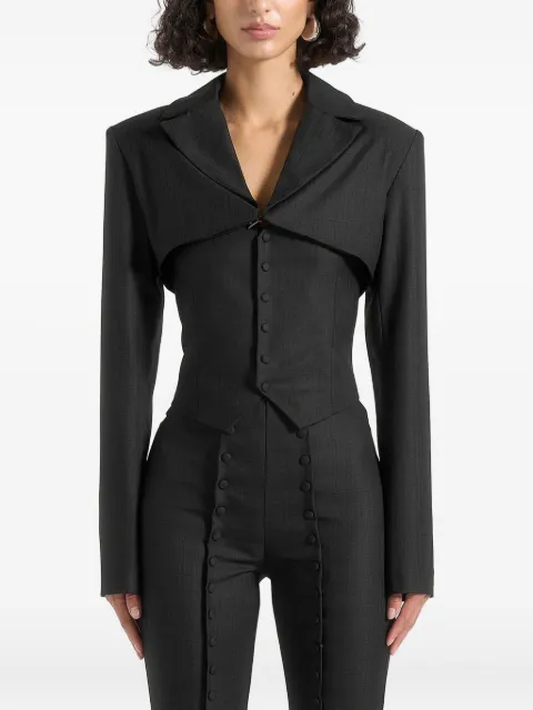 Manière De Voir Lise cropped tailored blazer & button detail bandeau Black WMN3973