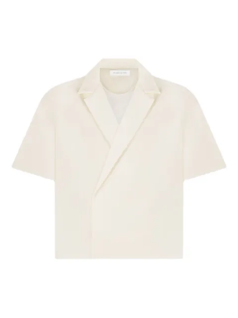 Manière De Voir Abel boxy twill double breasted shirt Neutrals MAN3013