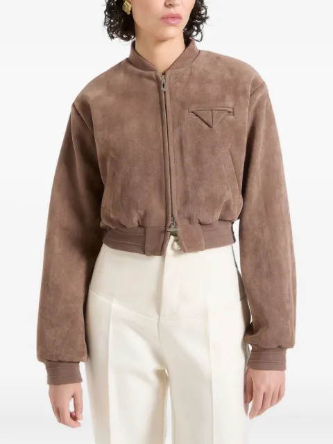 Manière De Voir suede wide shoulder bomber jacket Brown WMN4134