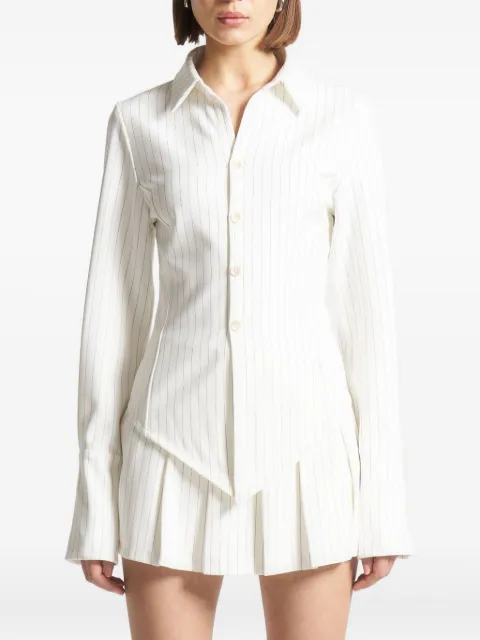 Manière De Voir Sonia in white pinstripe angled shirt White WMN3888STRIPED