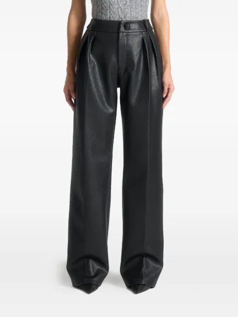 Manière De Voir Olivia pebbled leather pleated stacked trousers Black WMN3995
