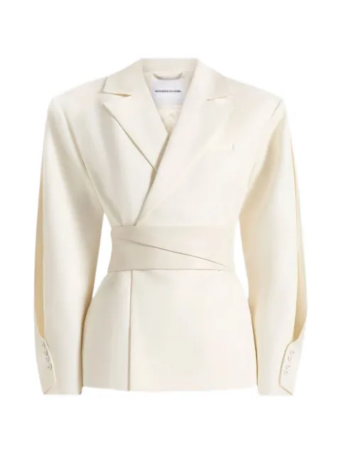 Manière De Voir Marie twist sleeve tailored blazer with belt Neutrals WMN3869