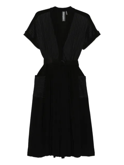 Norma Kamali pleated striped midi dress Black KK2253LSQ43001