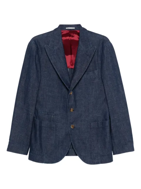 Brunello Cucinelli three-button patch-pocket blazer Blue ME6457BUDC1468