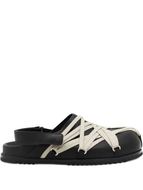 Rick Owens leather strap crisscross loafers Black RU02E1813LOOW109