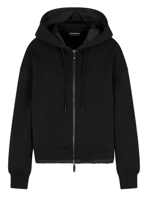 Emporio Armani zip-up quilted-hem hoodie Black EW001358AF10002