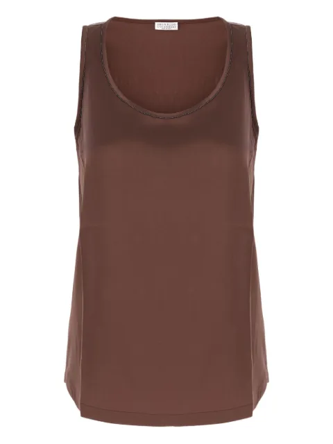 Brunello Cucinelli sequin-trimmed sleeveless top Brown M0C59DE330C4280