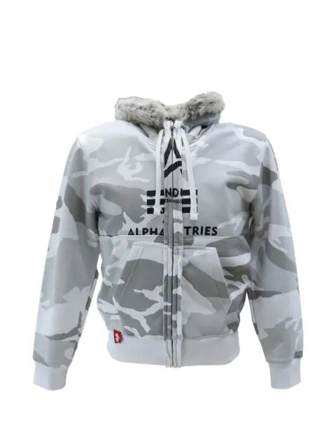 PROTOTYPES camouflage-print zip-up hoodie White PT08JE03USWH
