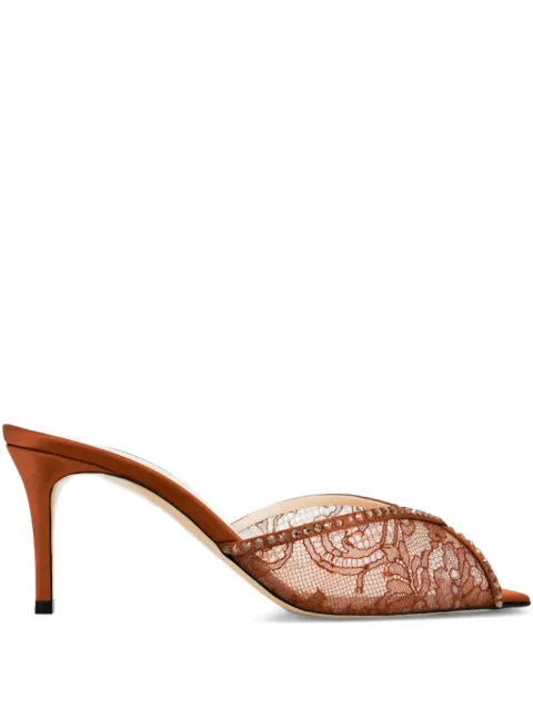 Andrea Wazen 105mm Katy lace-embellished sandals Brown KATMU075LSHBRWFW25