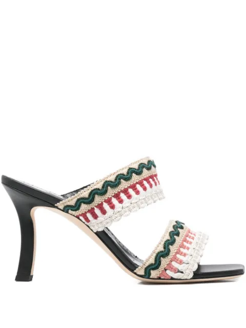 Manolo Blahnik 95mm Mabecomu woven sandals Neutrals 4252031