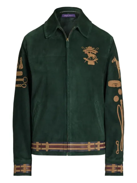 Ralph Lauren Collection Jessa equestrian-motif suede jacket Green 290P01514001
