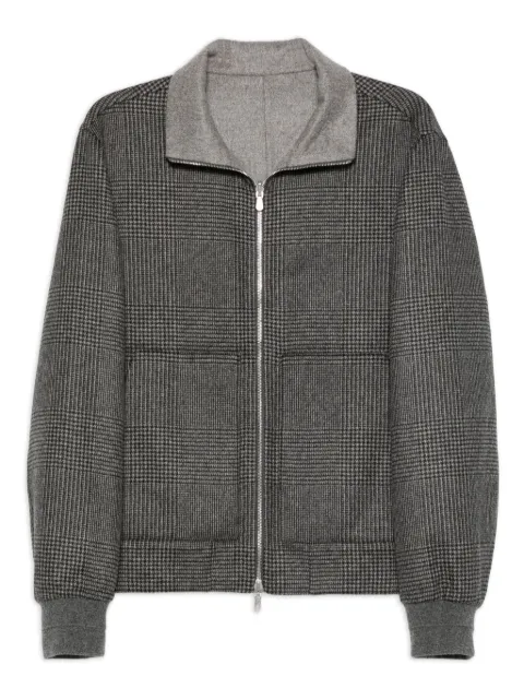 Brunello Cucinelli check-pattern zip-up bomber jacket Grey MY4799802CO820