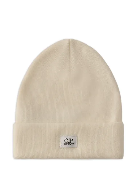 C.P. Company logo-patch beanie hat Neutrals 19CMAC305A005509A