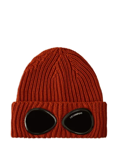 C.P. Company goggle-detail ribbed-wool beanie hat Red 19CMAC742A005509A438
