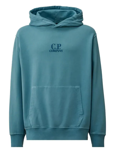 C.P. Company embroidered-logo hoodie Blue 19CMSS719B006372R815