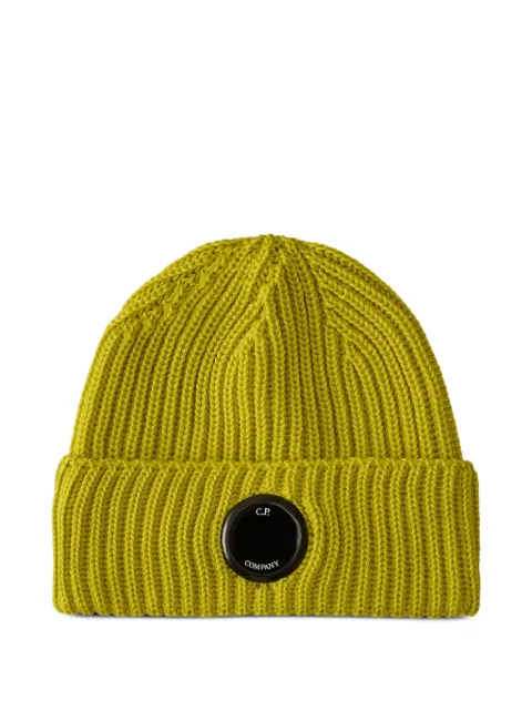 C.P. Company ribbed-wool lens-detail beanie hat Green 19CMAC739A005509A210