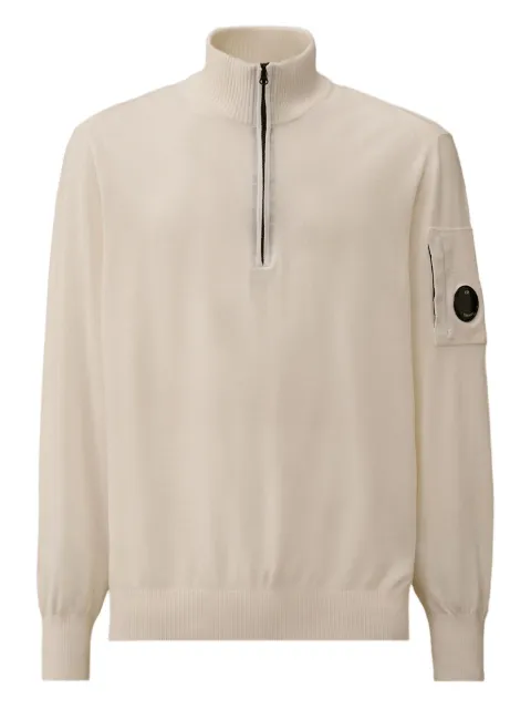 C.P. Company half-zip lens-pocket sweater White 19CMKN036A005528A103