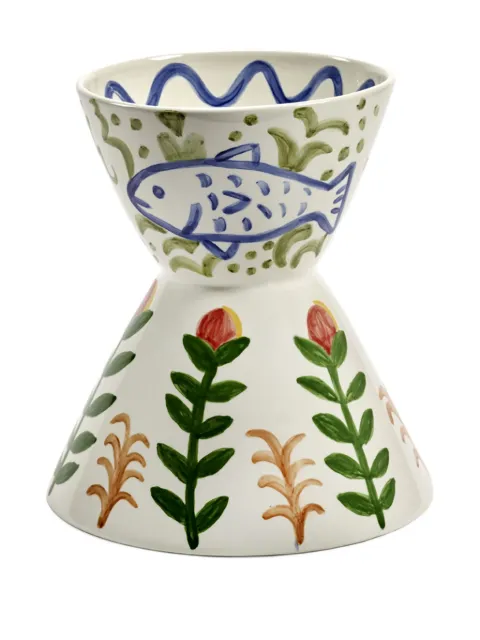 Serax fish floral-painted vase White B8925008