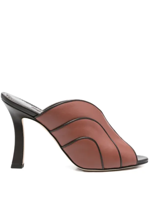 Manolo Blahnik 100mm Nikabo leather panelled sandals Brown 2251780