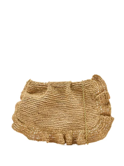 Loeffler Randall Mavis ruffled raffia clutch Neutrals MAVISCR