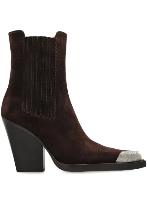 Paris Texas 100mm Dallas metallic-toe suede boots Brown PX959XV003