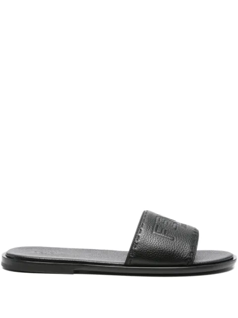 FENDI Roma embossed-logo leather sandals Black 7X1753AQXC