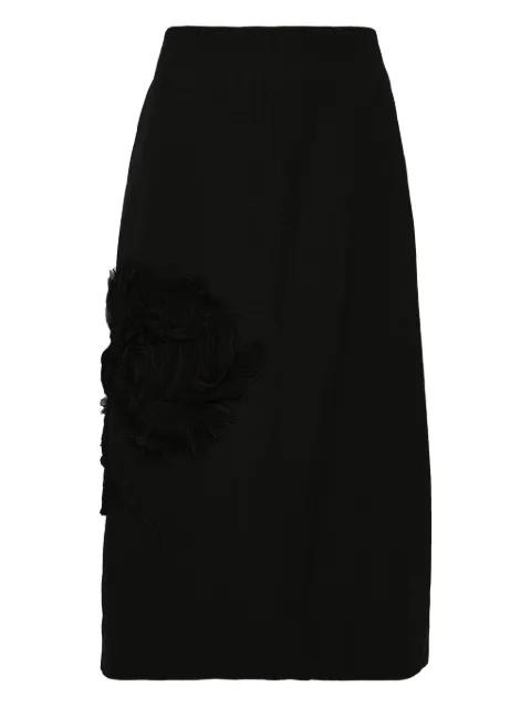 Jil Sander rose-applique midi skirt Black J03MA0222J65