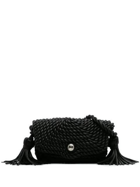 Bottega Veneta Pre-Owned 2012-2024 Lambskin Torchon Classic Tasseled Twisted crossbody bag Black 1TTVRVEYYZUNAQRV