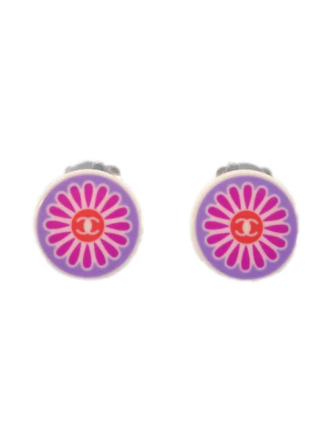 CHANEL Pre-Owned 2004 CC flower-print earrings Pink ER194975