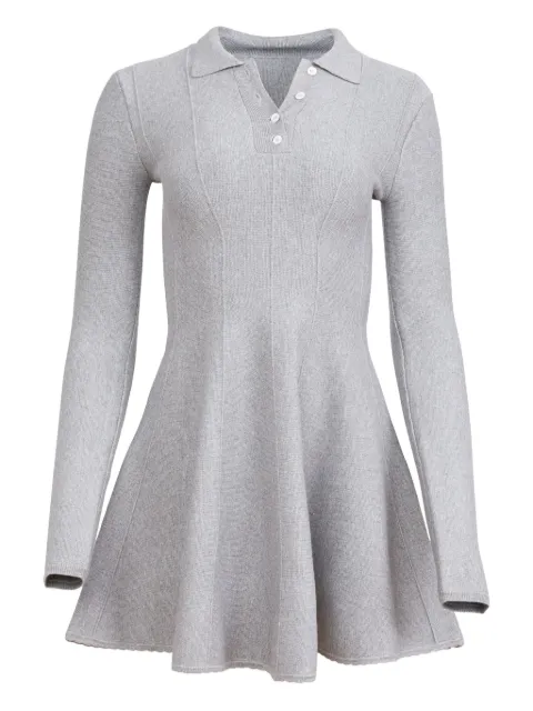 Fleur Du Mal Henley-neck flared dress Grey DR0562