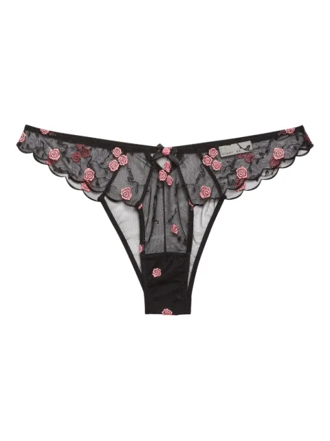 Fleur Du Mal embroidery scallop-edge thong Black PY0438