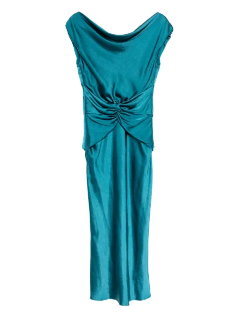 Amsale Hammered gathered dress Blue P886LS