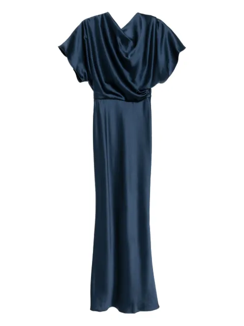 Amsale satin draped gown Blue P727S