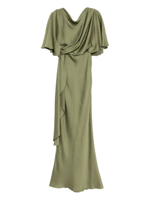 Amsale satin hammered gown Green P890H