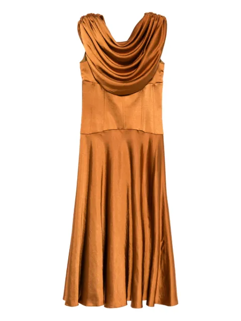 Amsale draped satin midi dress Brown P897LS