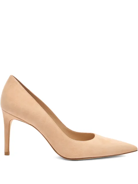 Stuart Weitzman 85MM Stuart Power pointed-toe suede pumps Pink SJ948SUE