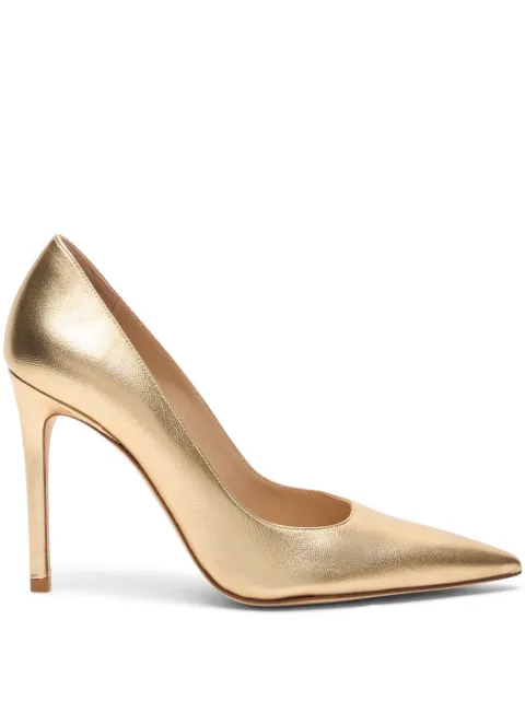 Stuart Weitzman 100mm Stuart Power metallic-leather pointed-toe pumps Metallic SJ957LID