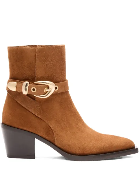 Stuart Weitzman 60mm Maven buckle-strap suede boots Brown SL348SKD