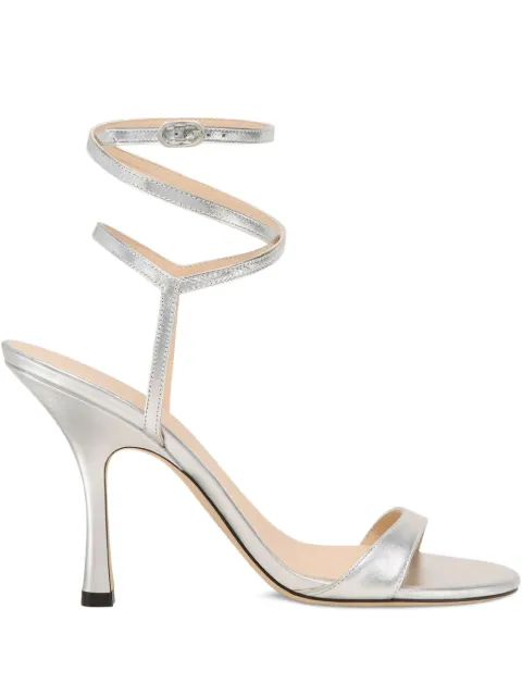 Stuart Weitzman wrap leather sandals Silver SL468LID