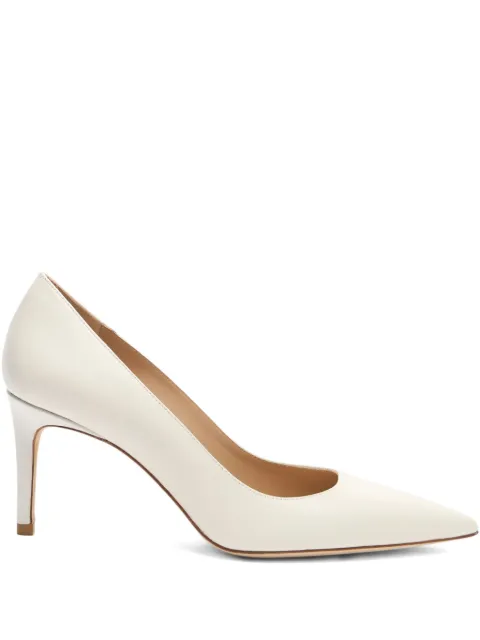 Stuart Weitzman 75mm Stuart Power pointed-toe leather pumps White SK328SMO