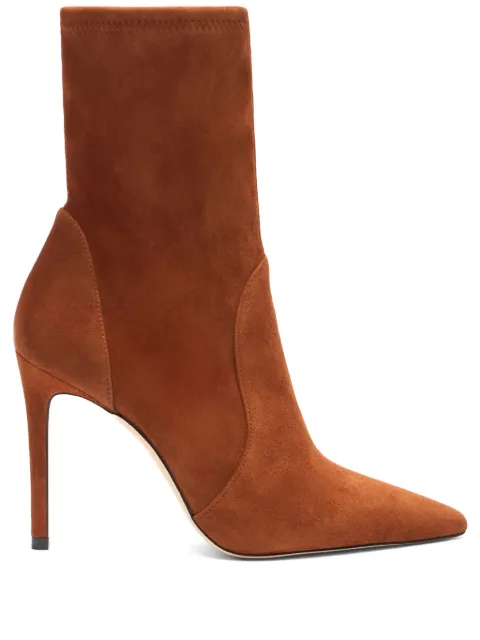 Stuart Weitzman 100MM pointed-toe sock boots Brown SJ975SUS