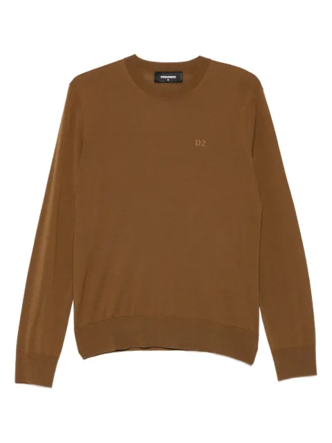DSQUARED2 D2 logo-embroidered wool top Brown S74HA1442S18310