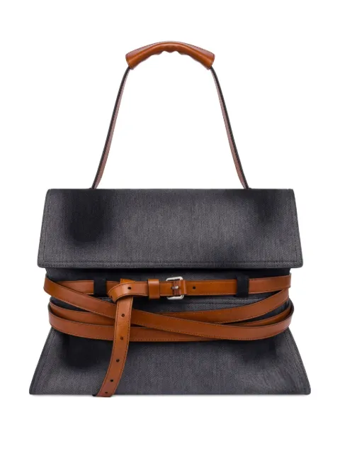 Moschino leather-trimmed denim shoulder bag Black MC4243PP0NOO1
