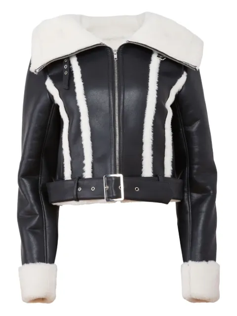 Fleur Du Mal faux-fur collar belted jacket Black OT0090